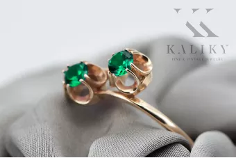 Вінтаж прикраси Каблучка Смарагд Оригінальне вінтажне рожеве золото 14 карат vrc266r